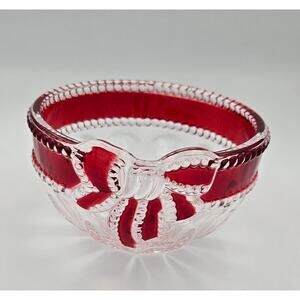Mikasa Crystal CBM Ruby Ribbon 4.75 in Candy Dish 5114218